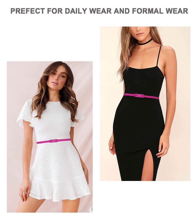 Selighting Women's Solid Color Faux Leather Skinny Belts for Dresses (One Size, Rose) - Image 4